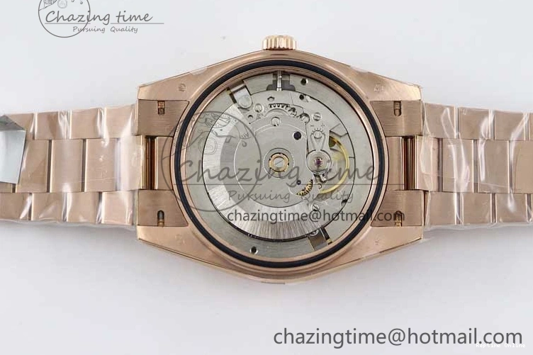 0419 Day Date 40mm RG 904L Steel TWF 1:1 Best Edition Black Crystal Dial on RG Bracelet A MoistureWicking 2349